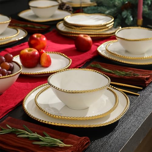 Christian Siriano Akoya Porcelain Dinnerware Set (White / 12-Piece - Service for 4)