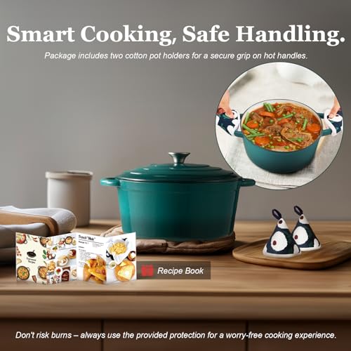 Enameled Cast Iron Dutch Oven (4.5 Quart / Bottle green)