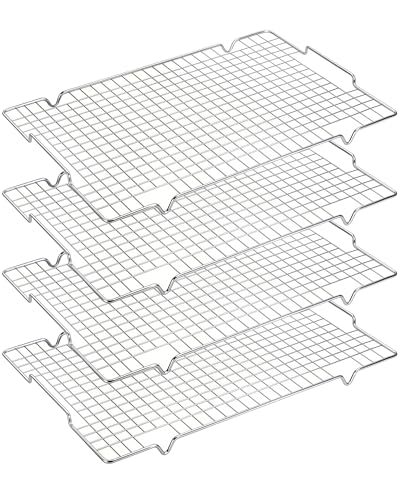 304 Stainless Steel Cooling Rack with Handles (4 Packs / Silver)