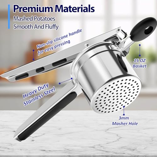 Potato Ricer 15oz Stainless Steel Ricer for Mashed Potatoes