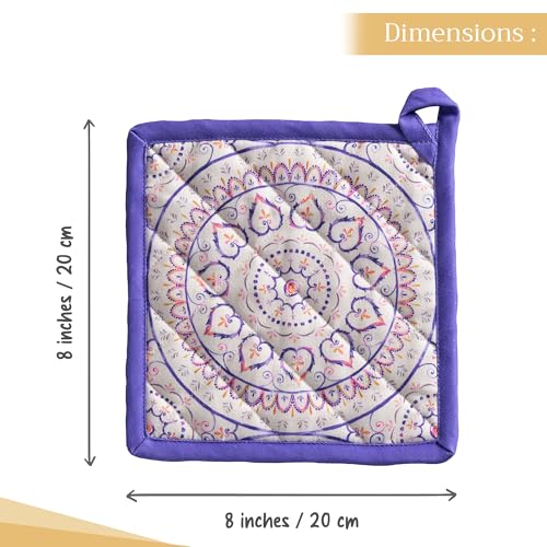 Pot Holders 100% Cotton Potholders (090 - Mandala / 8" x 8" (Pot Holder Pack of 1))