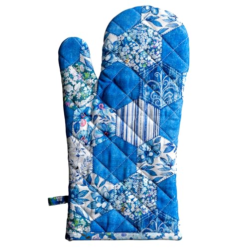 Maison d'Hermine Oven Gloves 100% Cotton Oven Mitt (028 - Summer Blues / 7.5" x 13" (Oven Mitt))