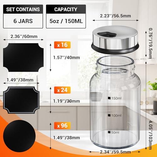 Spice Jars with Labels (5oz / 150ml)