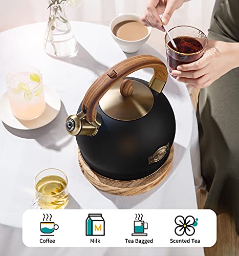 Whistling Tea Kettle Stovetop (Black / 2.6 Quarts)