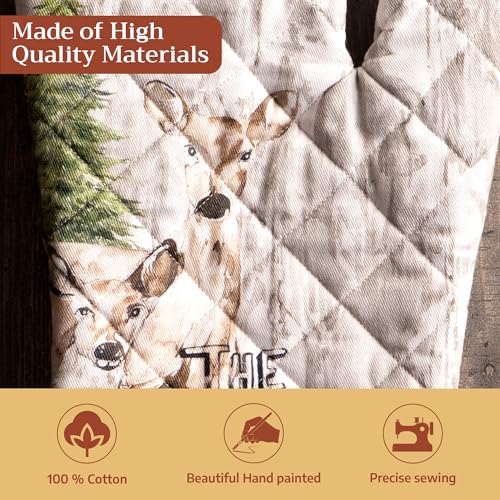 Maison d'Hermine Oven Gloves 100% Cotton Oven Mitt (091 - Mountain Life / 7.5" x 13" (Oven Mitt))