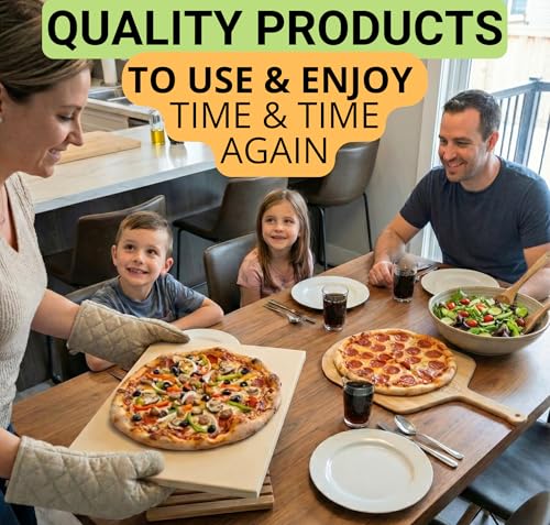Large Pizza Stone for Oven and Grill 20 Inch (Stone, Pizza Peel & Accessories)