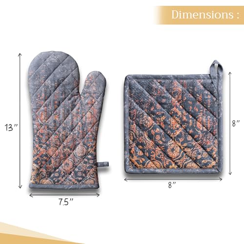 100% Cotton Oven Mitt & Pot Holder Set (024 - Imperfection / 7.5" x 13" & 8" x 8" (Oven Mitt & Pot Holder))