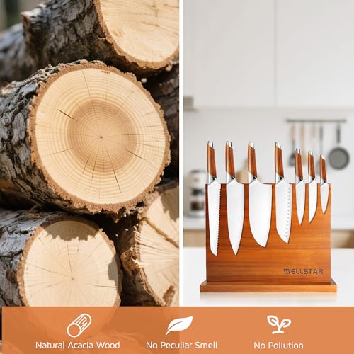 Modern Acacia Magnetic Knife Block Holder 12 x 10 Inches (L)