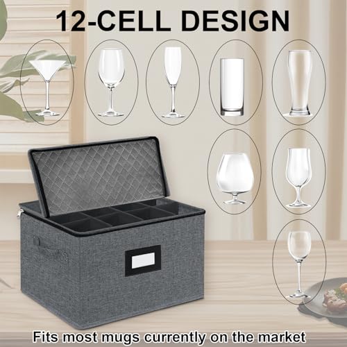 2 Pack Stemware and Glassware Storage Cases (Wine Glass Storage Box)