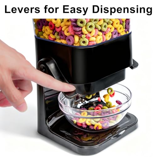 Cereal Dispenser Countertop with Lids (Black / Large)
