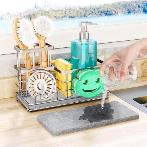 Kitchen Sink Caddy Organizer (Silver-drying Stone)