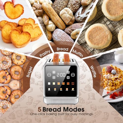 Toaster 4 Slice Long Slot for Bagels & Artisan Bread (Stainless steel / 2 Slots 4 Slice)