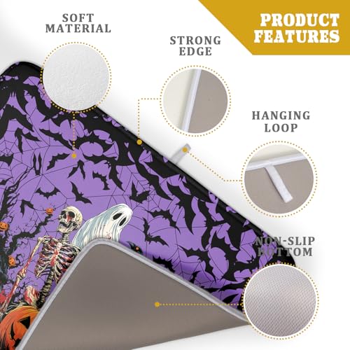 Halloween Pumpkin Dish Drying Mat 18x24 inch Spooky Ghost Bat Dish Rack Mats Microfiber Draining Pad Fast Dry Holiday Kitchen Accessories (Halloween Purple / 18x24 inch)