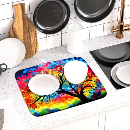 Microfiber Drying Mat Kitchen Counter (DMS918TreeS / 18" x 16")