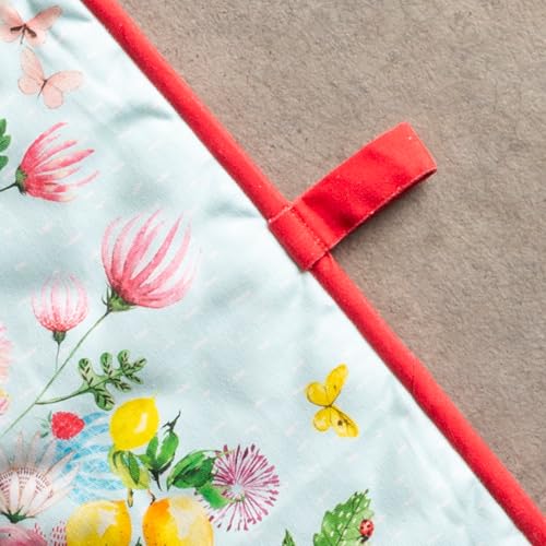Double Oven Mitts 100% Cotton Double Oven Glove (093 - Jardin D'ete - Mint / 7" x 35" (Double Oven Mitt))