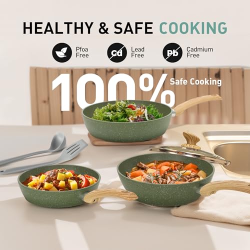 Pots and Pans Set Non Stick (12-piece / Green)