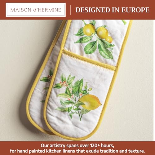 Double Oven Mitts 100% Cotton Double Oven Glove (004 - Limoncello / 7" x 35" (Double Oven Mitt))