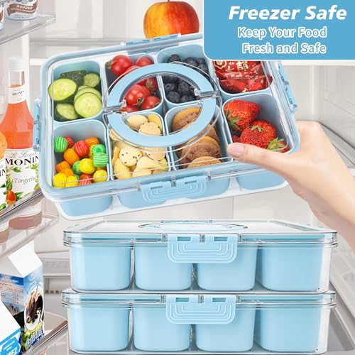 Snackle Box Snack Container Tray with Lid (8 Compartments / Blue)