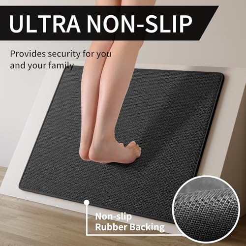 Kitchen Rugs Kitchen Mats for Floor Non Slip Washable Black 17"x47"