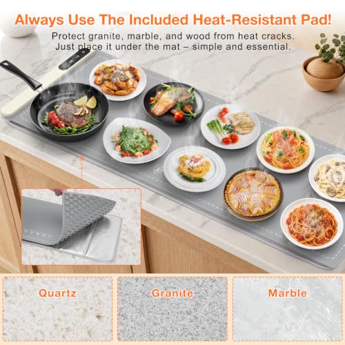 Extra Long Warming Mat for Food (XXX Large Size: 43"x15" / Gray)