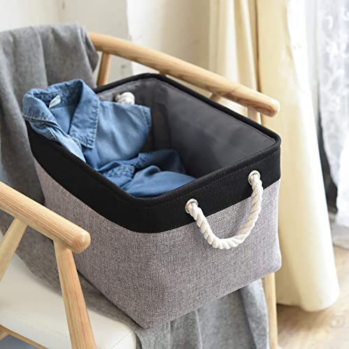 Storage Cubes with Handles (Black&Gray / Large (Pack of 4))