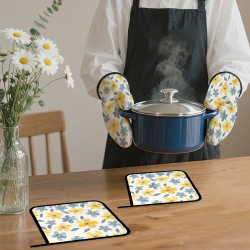 Cute Floral Oven Mitts and Pot Holders (4 Count)