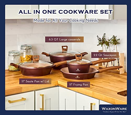 7pc Kitchen Pots and Pans Set Non stick German Coated (7 Piece Marbellous Set)