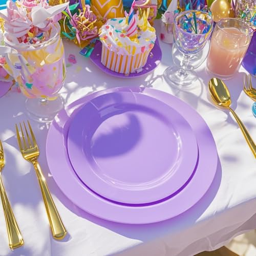 60PCS Purple Plates (60 Count)
