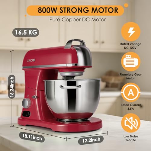8.4QT Commercial Stand Mixer 800W with Aluminum Die Casting Meets the Standard of NSF (Red 8.4QT)