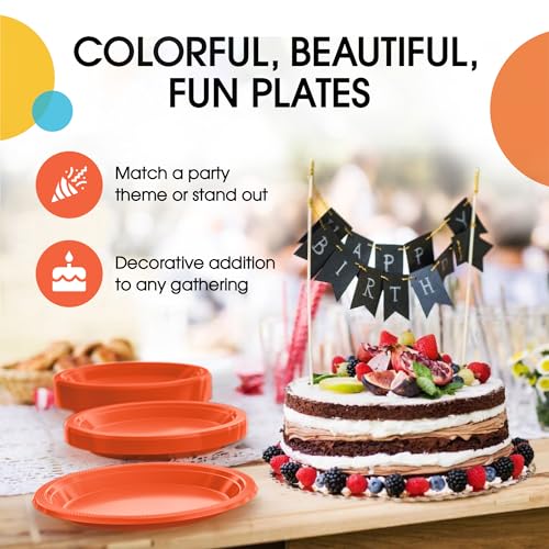 Exquisite Party Solids Sturdy Orange Plastic Plates 7" Cake Plates 100 Pcs (7 inch / Orange)