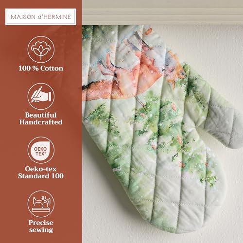 Maison d'Hermine Oven Gloves 100% Cotton Oven Mitt (097 - Winter Mornings / 7.5" x 13" (Oven Mitt))