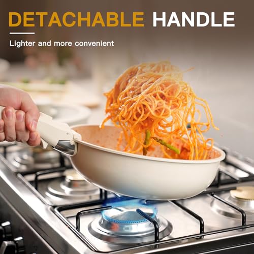 23 Pcs Pots and Pans Set Non Stick (Cream White / 23 Piece)