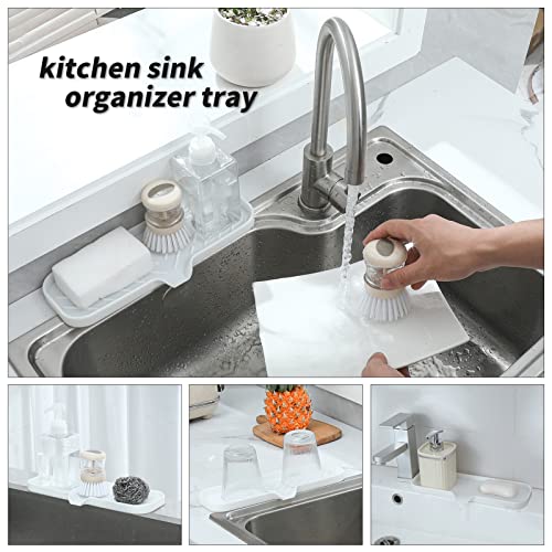 Silicone Soap Dish with Drain Spout (White / L(12"×4"))