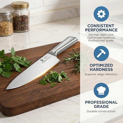 Japanese High Carbon Stainless Steel Knife Set with Block (Silver Gray)