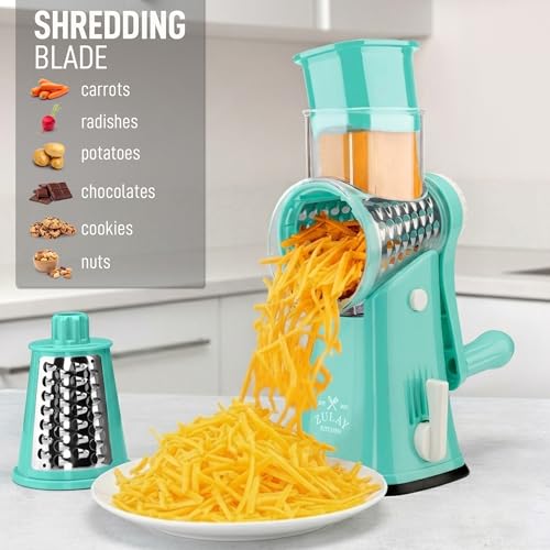 Rotary Cheese Grater Manual Hand Crank 5 Blade Shredder