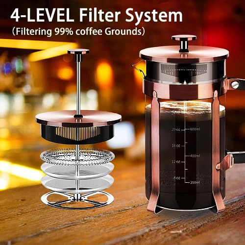 French Press Coffee Maker 304 Stainless Steel Coffee Press (Copper / 34 oz)