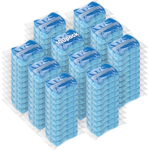 100 Pcs Individually Wrapped Sponges Uncompressed Blue (Blue)