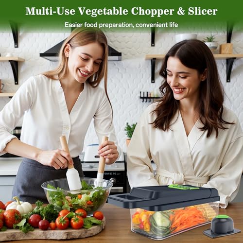 Veggie Chopper Vegetable Cutter (Green / 10 blades)