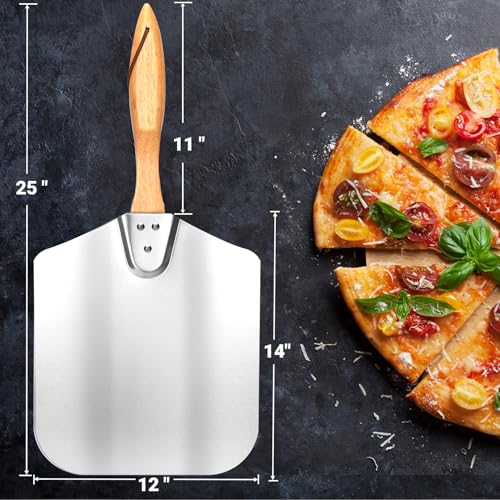 12" x 14" Aluminum Pizza Peel with Wooden Handle