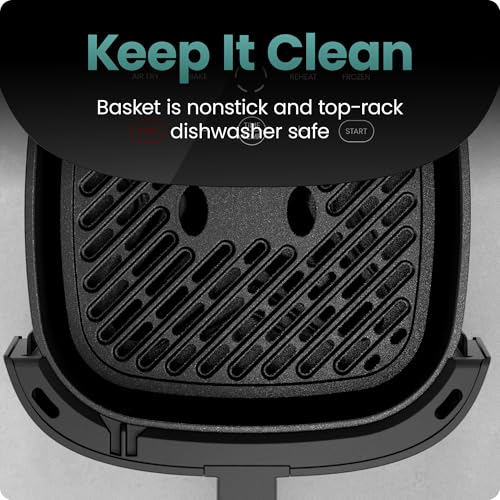 TurboX 4-in-1 Air Fryer, 5-Quart Airfryer for Extra Crispy Chicken, Fries, Wings, and More, Air Fry, Bake, Reheat, and Frozen Functions, Digital Touch Controls, Dishwasher Safe - Gray