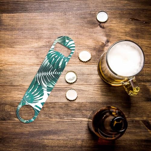 Tropical Palm Leaves Stainless Steel Bottle Opener Jungle Leaf Green Nature Plant Exotic Flat Beer Bottle Opener Keychain for Home Kitchen Bar Restaurant Party Birthday Gift (Tropical Palm Leaves)