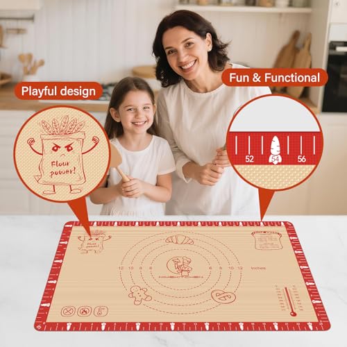 Non Slip Silicone Baking Mat (Red-Brown / 32"L x 24"W)