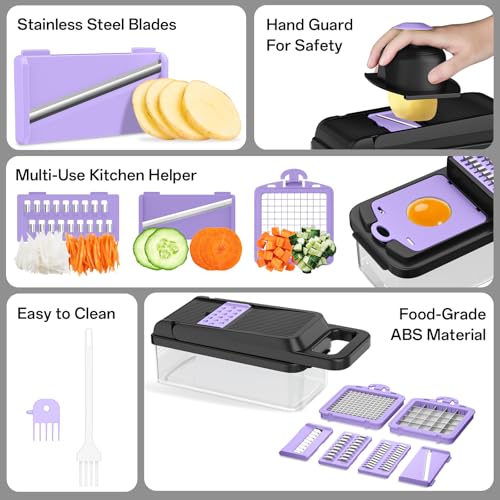 Veggie Chopper Vegetable Cutter (Purple / 7 blades)