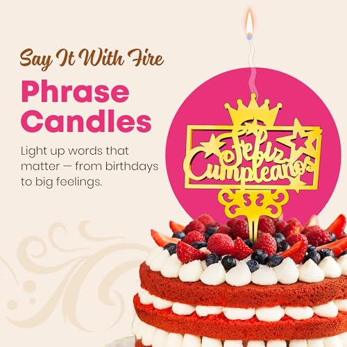Feliz Cumpleanos Reusable Gold Romantic Cake Candle