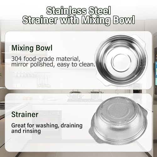 Extra Large 5.5QT Stainless Steel Colander (2 Count)