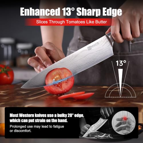 Chef Knife 8 Inch High Carbon Stainless Steel Sharp Kitchen Knife with Ergonomic Handle