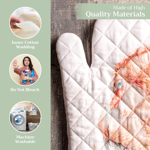 Maison d'Hermine Oven Gloves 100% Cotton Oven Mitt (099 - Giving Thanks / 7.5" x 13" (Oven Mitt))