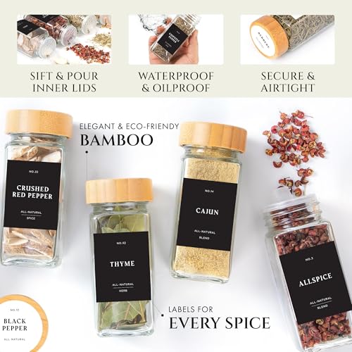 Thick Glass Spice Jars With Bamboo Lids 4 oz