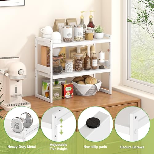 Expandable Cabinet Shelf Organizer Stackable Kitchen Counter Shelf