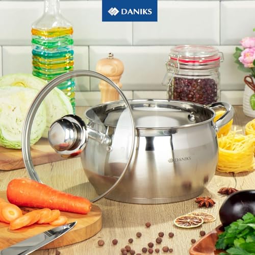 Classic 3 Quart Stainless Steel Stock Pot with Glass Lid (3 QT)